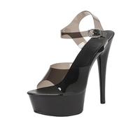 Women's Black Transparent PVC Upper 15CM Stiletto High Heels, Fashion Evening Sandals for Wedding Dating Catwalk,Black,5 UK