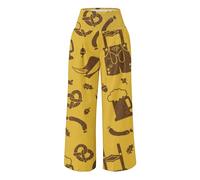 Women's Black Trousers Elegant Women's Wide Legs Trousers Floral Trousers Women, gold, M