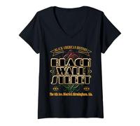 Womens Black Wall Street 4th Avenue District Birmingham Pride V-Neck T-Shirt