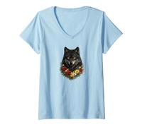 Women's Black Wolf V-Neck T-Shirt