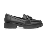 Womens Black Work School Loafers Wide Fit Slip On Chunky Soft Line Shoes SIZE