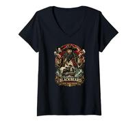 Women's Blackbeard Edward Teach Queen Anne's Revenge V-Neck T-Shirt