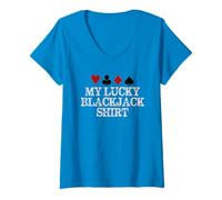 Womens Blackjack Player Gambler Casino 21 - My Lucky Black Jack V-Neck T-Shirt
