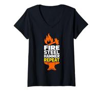 Women's Blacksmith Forging Forge Anvil Metalworking Weekend Smith V-Neck T-Shirt