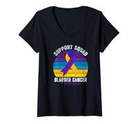 Women's Bladder Cancer Awareness Support Retro Bladder Cancer V-Neck T-Shirt