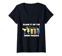 Women's Blame It On The Drink Package Funny Cruise Vacation V-Neck T-Shirt