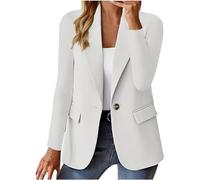 Women's Blazer Clearance Fashion Solid Lapel Slim Fit Outwear Long Sleeve Button Suit Casual Coat Jacket Cardigan Outfits Elegant Formal Costume Office Work Jacket White