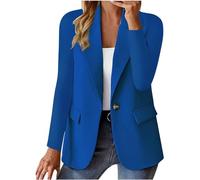 Women's Blazer Clearance Fashion Solid Lapel Slim Fit Outwear Long Sleeve Button Suit Casual Coat Jacket Cardigan Outfits Elegant Formal Costume Office Work Jacket Blue