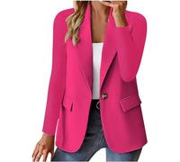 Women's Blazer Clearance Fashion Solid Lapel Slim Fit Outwear Long Sleeve Button Suit Casual Coat Jacket Cardigan Outfits Elegant Formal Costume Office Work Jacket Hot Pink