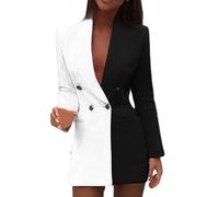 Womens Blazer Dress Glitter Jackets Sequin Sparkly Button Patchwork Dresses Outerwear Party Club Cocktail Evening Metallic Festival Outfit Top Stylish Coats Trendy Formal Party Wear for (11-White, L)
