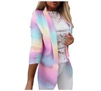 Women's Blazer Elegant Modern Pink - Blazer Jacket Women's Elegant Pink - Tie-Dye Gradient Long Sleeve Blazer Office Casual Blazer Cardigan Sporty Jack Trench Coat Leisure Business Jacket, pink, L
