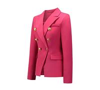 Women's Blazer Jacket Slim Fit Houndstooth Suit Short Double-breasted Long Sleeve Turn Down Collar Business Suit Set,Rose,red