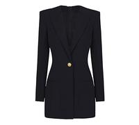 Women's Blazer Jackets,Business Sports Coat Solid One Button Dress Suit Slim Fit Long Sleeve Wear to Work,Black,XXL(Bust:106CM)