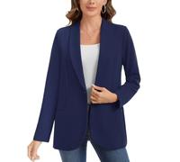 Women's Blazer Midi Length Suit Long Sleeve Shawl Lapel Jacket Casual Coats | Midi length, shawl lapel, 1-button closure, 2 side pockets, partial lined, stretch fabric, regular fit