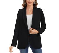 Women's Blazer Midi Length Suit Long Sleeve Shawl Lapel Jacket Casual Coats | Midi length, shawl lapel, 1-button closure, 2 side pockets, partial lined, stretch fabric, regular fit