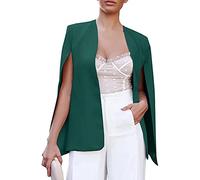 Women's Blazer Short - Blazer Jacket Women's Short Green - Short Shawl Collar Blazer Long Cape Blazer Open Front Business Office Cardigan Coat Elegant Suit Jacket Split Sleeve Jacket, Green, 12