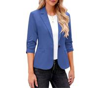 Women's Blazer Suit Elegant 3/4 Sleeve Jackets Business Casual Work Office Blazer Jacket Solid Suiting & Blazers Cardigans with Pockets Button for LadiesToday's Blue