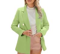 Women's Blazer Suit Elegant Long Sleeve Open Front Button Work Office Blazer Jackets with Pockets Solid Colour Loose Fitted Lapel Suiting & Blazers Cardigans Formal Dating Meeting Tops Mint Green L