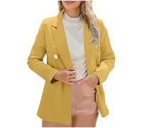 Women's Blazer Suit Jacket Notched Lapel Blazer Jackets Long Sleeve Open Front Cardigan Plain Casual Elegant Blazers with Pockets and Single Button Design for Work Office Wear
