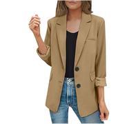 Womens Blazer Suit Notch Lapel Open Front Cardigan Casual Blazer with Long Sleeves Pockets Two Button Design for Work Office Wear Dinner Evening Open Front Party Elegant Loose Jacket Collar Blazer