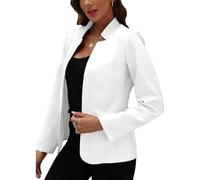 Womens Blazer Suit Open Front Cardigan 3/4 Ruched Sleeve Casual Work Office Cropped Blazer Women's 2025 Cropped Cardigan Sweaters Trendy Jacket for Ladies White M