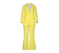 Womens Blazer Suit Set 2 Piece Outfits Elegant Suit V Neck Jacket Trousers Suits Long Sleeve Button Suit Coat Drawstring Suit Pants Business Casual Set Ladies Office Sets Wedding Guest Yellow
