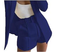 Womens Blazer Suits 2 Pieces Outfits Casual Elegant Suit Sets Long Sleeve Business Work Office Blazer Jackets Open Front Coat Wide Leg Short Pants Fashion Lounge Set Wedding Guest Outfits