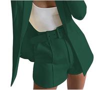 Womens Blazer Suits 2 Pieces Outfits Casual Elegant Suit Sets Long Sleeve Business Work Office Blazer Jackets Open Front Coat Wide Leg Short Pants Fashion Lounge Set Wedding Guest Outfits
