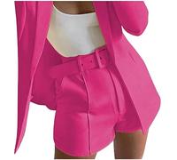 Womens Blazer Suits 2 Pieces Outfits Casual Elegant Suit Sets Long Sleeve Business Work Office Blazer Jackets Open Front Coat Wide Leg Short Pants Fashion Lounge Set Wedding Guest Outfits