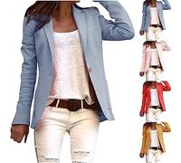 Womens Blazer Suits UK Clearance,Ladies Casual Work Office Blazer Suits Plain Solid Color Jacket with Pockets Open Front Button Cardigan Business Formal Blazers Suit Womens Lightweight Outwear Outfit