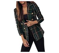 Women's Blazer, Summer Checked Blazer, Elegant Transitional Jacket, Long Sleeve Slim Fit Blazer, Business Blazer Jacket, Sporty Suit Jacket, Open Front Cardigan with Buttons, Office Wool Jacket, Coat