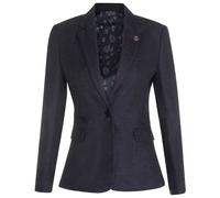 Infinity Leather Womens Black Herringbone Check Tweed Wool Blend Blazer