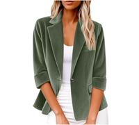 Womens Blazer Uk Corduroy Notched Collar Cardigan Top One Button Tuxedo Jacket Smart Formal Suit Summer and Autumn Uk Slim Fit Loungewear Wear Ladies Outdoor Lounge Outift