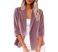 Womens Blazer Uk Corduroy Notched Collar Cardigan Top One Button Tuxedo Jacket Smart Formal Suit Summer and Autumn Uk Slim Fit Loungewear Wear Ladies Outdoor Lounge Outift