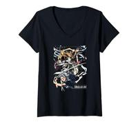Womens Bleach Group Collage Action Pose with Logo Anime V-Neck T-Shirt