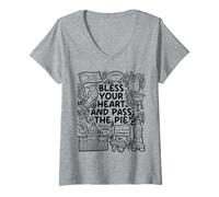 Womens Bless My Heart and Pass the Pie - Southern Charm V-Neck T-Shirt