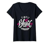 Womens Blessed Beyond Measure Simply Blessed Family Blessing Faith V-Neck T-Shirt