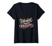 Womens Blessed Beyond Measure T Shirt Inspirational Faith Wear V-Neck T-Shirt