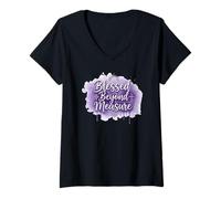 Womens Blessed Beyond Measure V-Neck T-Shirt