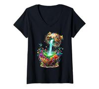 Women's Blessed Ostara Wicca Wiccan Happy Easter Ostara Eostre V-Neck T-Shirt