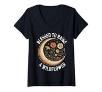 Womens Blessed to Raise A Wildflower Mama V-Neck T-Shirt