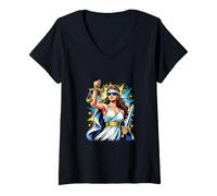 Women's Blind Lady Justice Pop Art Lawyer Law Student V-Neck T-Shirt