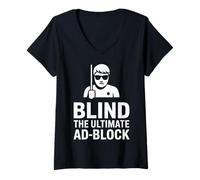 Womens Blind The Ultimate Ad Block Funny Blind Person V-Neck T-Shirt