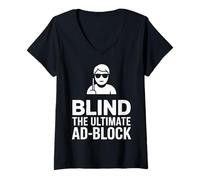 Womens Blind The Ultimate Ad Block Funny Blind Person V-Neck T-Shirt