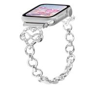 Women's Bling Metal Straps Compatible with Apple Watch Strap 38mm 40mm 41mm 42mm 44mm 45mm 46mm 49mm Elegant Infinity Love Metal Strap for iWatch Series 11, 10, 9, 8, 7, siliver, 41/40/38/42mm(Series