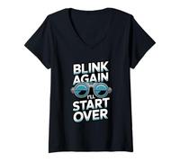 Womens Blink Again I’ll Start Over Ophthalmic Technician Humor V-Neck T-Shirt