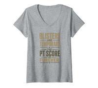 Women's Blisters Temporary PT Score Forever Military Statement V-Neck T-Shirt