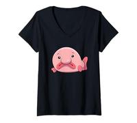 Women's Blobby Bob Blobfish Spirit Animal Fish Gifts Pink Blobfish V-Neck T-Shirt