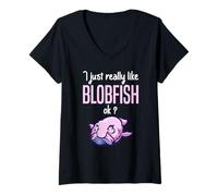 Women's Blobfish - Jelly Blobfish Fish Fathead Australian Fish V-Neck T-Shirt