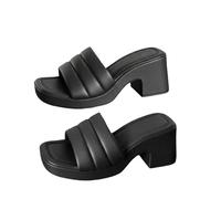 Women's Block Heel Platform Pumps Black High Heels Wedge Sandals Open Toe Platform Sandals Slingback Block Heel Sandals Slip On Platform Pumps Mules Plain Casual Sandals, a, 5 UK